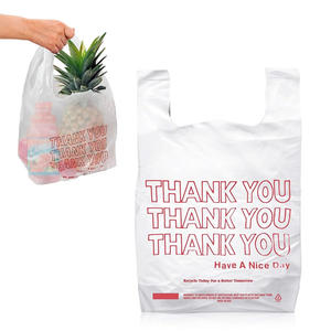 Chinese Factory Price Laminated <b>Material</b> Transparent Printed logo T-shirt Bag for Supermarket Kitchen <b>Packaging</b> - Product Image 2