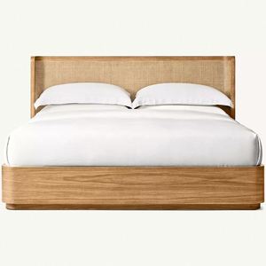 Cama King Size de Estilo Americano Minimalista con Tejido de Ratán, para Villa, Club, Casa de Huéspedes, Hotel, Muebles de Dormitorio Personalizables - Product Image 5