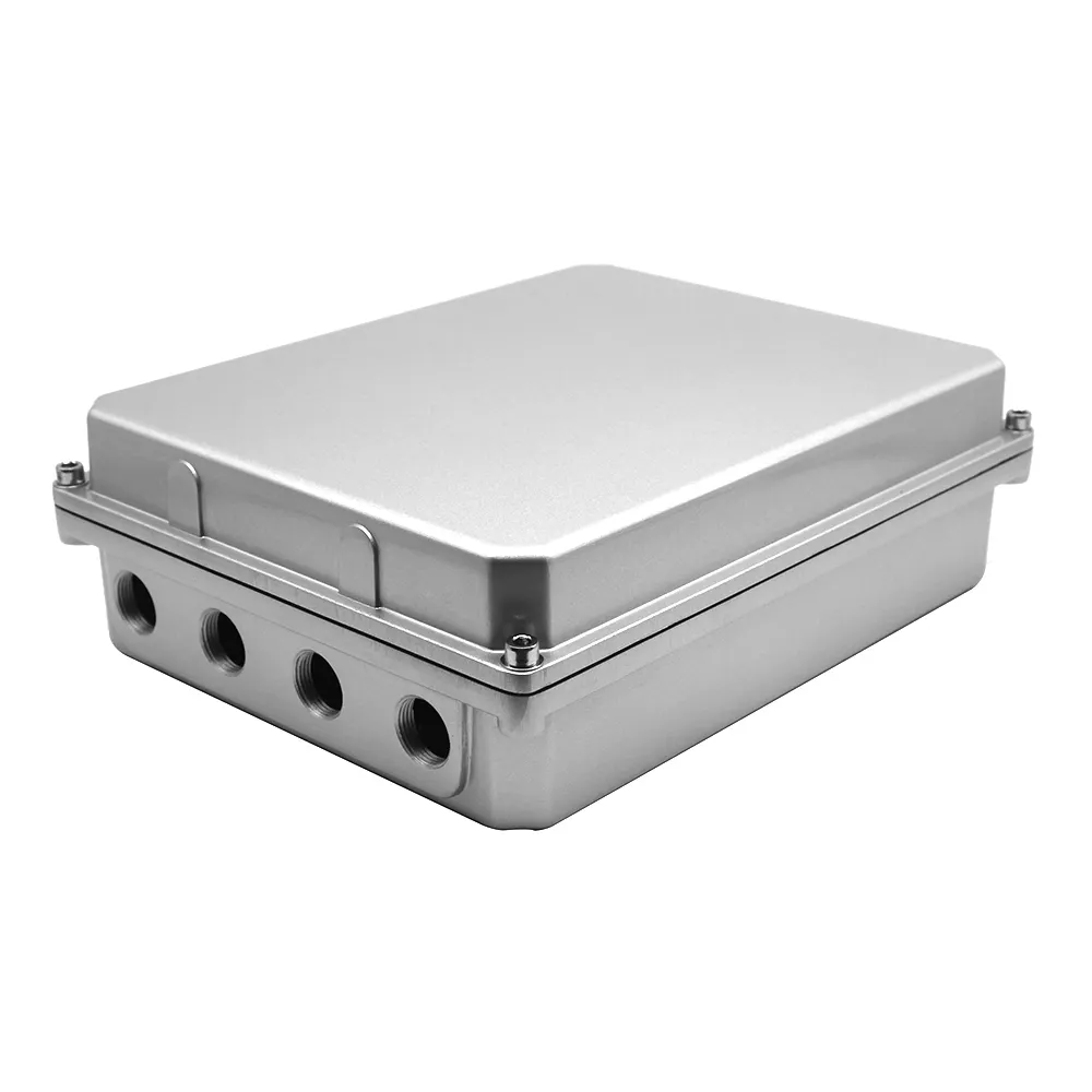 Caja impermeable cuadrada de aluminio de alta precisión con tapa bisagras, 284,5x219,4x94mm