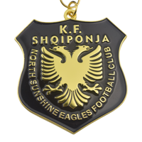 Médaille de football 3D en métal plaqué or personnalisée de haute qualité pour club de football KF Shqiponja, avec thème sportif
