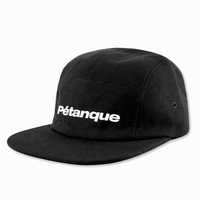 Casquette de camping et de course noire non structurée avec logo brodé, protection solaire, haute qualité, personnalisable, 5 panneaux