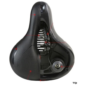 Sillín de bicicleta transpirable hueco MTB sillín de bicicleta de carretera absorción de golpes cómodo asiento de bicicleta grande advertencia de seguridad - Product Image 1