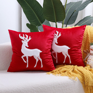 Vente chaude renne arbre de noël estampage à chaud taie <span class=keywords><strong>d</strong></span>'oreiller automne hiver flocon de neige à la main broderie housses de coussin - Product Image 4