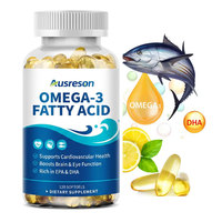 Cápsulas de Omega-3 Halal Ausreson OEM, 500mg, Suplemento para Cerebro y Ojos, Venta al por Mayor, Vegano, EPA, DHA, Aceite de Pescado Omega 3
