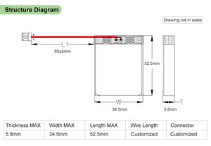 Длинный цикл батареи литий-ионная аккумуляторная 553450 Lipo батарея <span class=keywords><strong>3</strong></span>,7 в 800 мАч для игрушки - Product Image 4