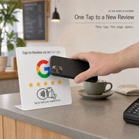 Carte de visite NFC personnalisée avec logo, plaque en acrylique sur support de table pour menu de restaurant et affichage des commentaires clients