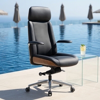 Chaise de bureau ergonomique en cuir véritable, siège pivotant moderne, réglage de la hauteur, chaise de direction confortable