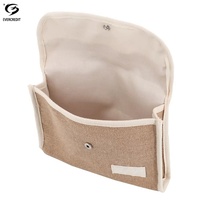 Pochette de voyage écologique en toile de jute naturelle avec logo personnalisé, organiseur de cosmétiques durable, sac cadeau pour femmes