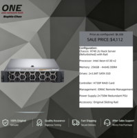 Serveur Rack 2U R740 d'occasion en promotion avec double processeur 6130, 256 Go DDR4, 2*3.84T SSD SATA, H730P, iDRAC, double alimentation 750W en stock