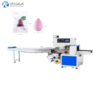 High Speed Full Automatic Facial Cosmetic Powder Puff Cleaning Makeup Sponge Flow Packing Machine
