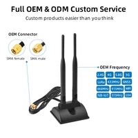 Antena de Doble Banda de 2.4GHz y 5GHz con Base Magnética, Alta Ganancia, Omnidireccional, RP-S M A Macho para Tarjeta WiFi PCI-E, Adaptador USB