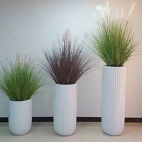 Pot Bunga & Vas Besar Bulat Sederhana dari Fiberglass, Ukiran Tangan, Ramah Lingkungan, Tahan Lama, untuk Penggunaan di Taman, Rumah, Hotel, Pusat Perbelanjaan, dan Lantai