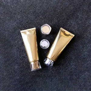 Tubo detergente per il viso cosmetico in plastica composita di alluminio dorato da 100ml per lozione corpo crema balsamo Shampoo