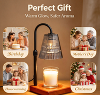 Lampe chauffe-bougie à intensité variable avec minuterie, chauffe-cire électrique réglable en hauteur, gris fumé, décoration d'intérieur, cadeaux d'anniversaire