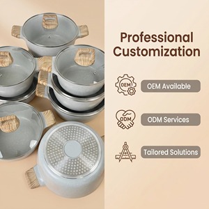 Lot de 10 ustensiles de cuisine en aluminium avec revêtement céramique, antiadhésifs, pour la cuisson domestique, comprenant une marmite à soupe - Product Image 2