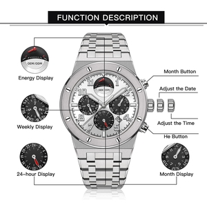 Montre chronographe automatique mécanique pour homme avec mouvement Miyota 9100, logo personnalisé, fabricant OEM, mois, semaine, 24 heures - Product Image 3