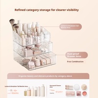 Boîte de rangement cosmétique en plastique transparent à texture glacier, multi-compartiments pour coiffeuse, soins de la peau, cosmétiques, rouges à lèvres
