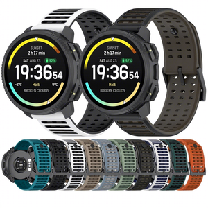 Correa de Silicona para Reloj <span class=keywords><strong>Suunto</strong></span> Nautic S <span class=keywords><strong>Vertical</strong></span> 2/RACE 2 S/Run Smartwatch, Correa Deportiva de Repuesto con Rayas Horizontales de Doble Color - Product Image 1