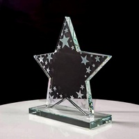 Nouveau Trophée en Verre K9 en Gros, Prix Abordable, avec Socle en Cristal Transparent en Forme d'Étoile à Cinq Branches, pour Récompenses et Certificats