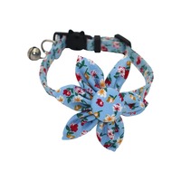 Collier pour chat à imprimé floral avec ornement tournesol détachable, style campagnard, collier à dégagement rapide