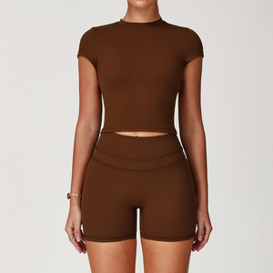 Bộ đồ tập Yoga PASUXI 2025 mới dành cho nữ, 2 món, áo thể thao dài tay có khóa kéo, quần legging cạp cao, trang phục tập luyện - Product Image 2