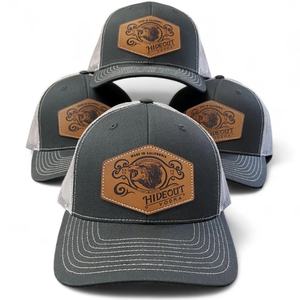 Custom Design High Quality Richardson Style 6 Panel Leather Patch Logo Mesh Snap Back Richardson 112 Trucker <b>Hats</b> Brand Gorras - Product Image 1