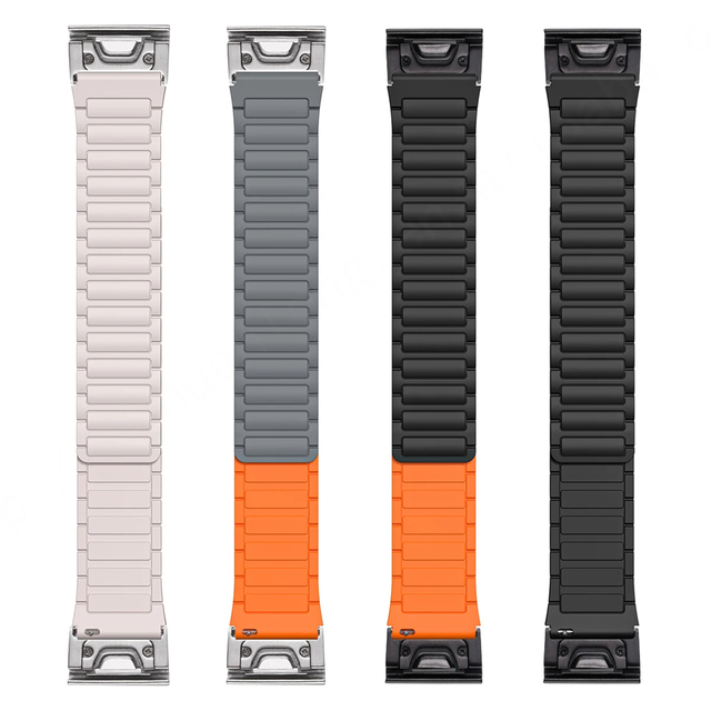 HUANLONG Silicone Rubber Magnetic Elastic Breathable 26mm Garmin Fenix 7X/7 Pro/6X/5X Forerunner 965/955 Quick Release Watch