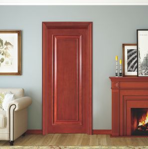 Puerta interior tradicional de gama alta, puerta abatible de madera para dormitorio, puerta interna de madera maciza de cerezo personalizada - Product Image 6