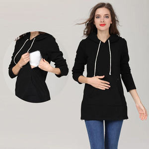 Felpa con Cappuccio per Allattamento Foderata in Pile con Cerniera Laterale, Manica Lunga per Donne in Gravidanza, Vendita all'Ingrosso - Product Image 5