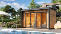 Ruang Sauna Listrik Kayu Cedar Merah Solid Modern yang Dapat Disesuaikan untuk Luar Ruangan, Kapasitas 4-6 Orang, Dilengkapi Ruang Ganti, Ramah Lingkungan, Desain Ringan