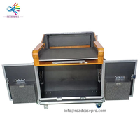 Flight case hydraulique personnalisé pour table de mixage numérique Digico SD9, avec support pour ordinateur portable et tiroir