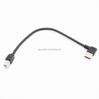 Connecteur USBAM 2.0 coudé vers prise USB mâle à extrémité droite. Convient pour les câbles de connexion d'imprimante. 0,2M Noir