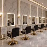 Miroir LED moderne pour salon de beauté, station de coiffure de luxe, mobilier de salon personnalisé, décoration