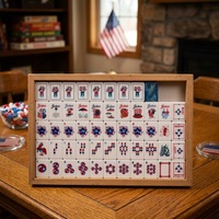 Juego de Mahjong Plegable Moderno Americano, 160 Fichas, Acrílico de 3 Capas, Estrellas y Rayas Patrióticas, Día de la Independencia, Ecológico, Completo