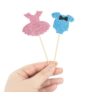 Décoration de gâteau en papier pailleté pour garçon ou fille, idéale pour <span class=keywords><strong>baptême</strong></span>, révélation du sexe et fête prénatale - Product Image 4
