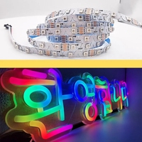 Lampu Strip LED Zigzag 5V 12V Bentuk S Smart White Black Board 60D 84D 96D WS2811 WS2812 RGBW RGBIC RGB untuk Papan Huruf