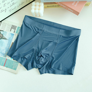 Thin Ice Men's Boxer Shorts Comfortable and Soft Silk Seamless Underwear <b>Boyshort</b> in Solid Color Panties Underwear - Product Image 1