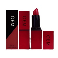Lápiz Labial Mate Mineral de 5 Colores Sin Logotipo, Vitamina E, Tubo Rojo, Impermeable, Suave, de Larga Duración, Alta Calidad, Disponible en Pequeños Lotes