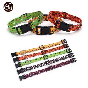 Accesorio de correa para mascotas para Festival festivo de Halloween para perros Patrón de murciélago fantasma de calabaza impreso en accesorio de cuello de cinta de poliéster - Product Image 5