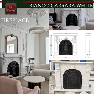 GOLDKING - Revestimiento de Mármol <span class=keywords><strong>Blanco</strong></span> Carrara, Losas Cortadas a Medida para Casas de Lujo, Kit Completo de Revestimiento de Chimenea Incluido - Product Image 2
