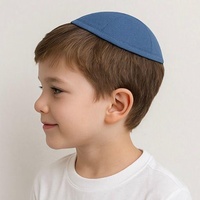Kippa personnalisée en coton et lin bleu respirant à 4 panneaux, bonnet juif tricoté de haute qualité pour enfants, Yarmulka, Kippot, articles cadeaux pour garçons