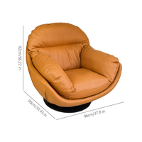 Fauteuil Chaise Longue en Cuir PU Orange Chaud, Fauteuil d'Appoint Moderne Rembourré Effet Nuage, Base Stable Antidérapante pour Hôtel et Salon