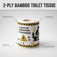 Papier toilette en bambou fantaisie, 2 plis, 25 m, rouleau de papier toilette imprimé avec des messages amusants de précaution et d'avertissement de danger