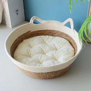 Hot Sale Natürliches Katzen nest Poly Rattan Weben Katze Hängen Korb Bett Haustier Hund Hängende Schaukel Hängematte Haustier Bett Mit Spielball - Product Image 5