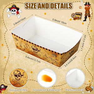 Decoraciones para Fiestas, Bandejas de Papel para Servir Comida, Barquitos para Aperitivos, Tazones Piratas Desechables para Decoración de Halloween - Product Image 2