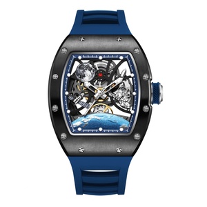Hot Selling 2025 Hollow Out Automatic <b>Watch</b> Sports Barrel Shaped <b>Mechanical</b> Movement Silicone Strap 5 ATM Waterproof Men <b>Watches</b> - Product Image 3