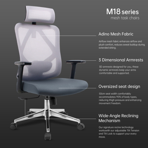 <span class=keywords><strong>Chaise</strong></span> <span class=keywords><strong>de</strong></span> <span class=keywords><strong>bureau</strong></span> ergonomique M18 à assise surdimensionnée avec mécanisme d'inclinaison pour personnes <span class=keywords><strong>de</strong></span> grande taille, <span class=keywords><strong>chaise</strong></span> <span class=keywords><strong>de</strong></span> travail Silla <span class=keywords><strong>De</strong></span> Oficina Ergonomischer Stuhl - Product Image 3