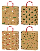 Sac en papier kraft de Noël en stock, 120 g/m², écologique, recyclable, avec poignée, pour promotion de marque, exposition et courses (gâteaux)