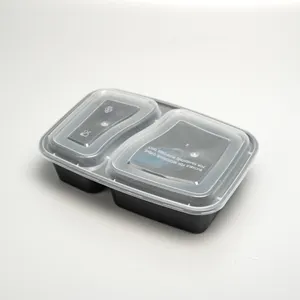 Ambalaj mikrodalga emniyetli gıda saklama kabı 2 bölme plastik Bento kutusu çıkar yüksek kaliteli tek kullanımlık ambalaj PP plastik