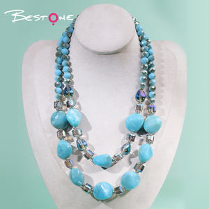 Collar de Cuentas Grandes de Acrílico Estilo Bohemio Azul Personalizado Bestone - Product Image 1